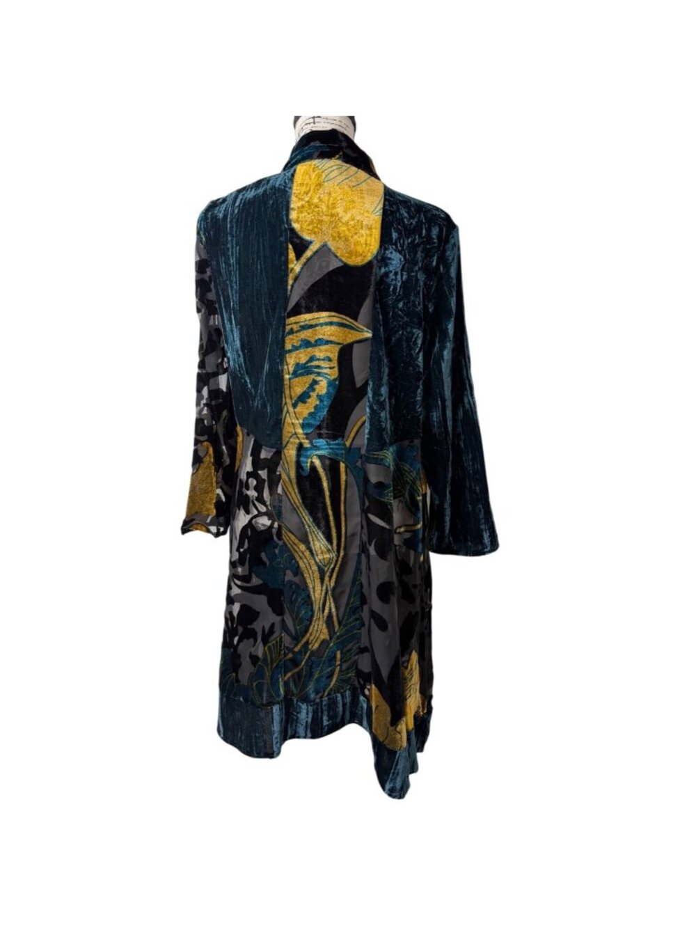 Chicos Womens Size L Travelers Floral Burnout Kimono Jacket Teal Shadow NEW - Picture 3 of 9